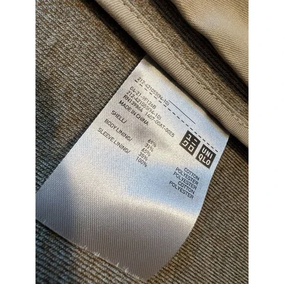 Uniqlo U Chester Beige Belted Stretch Jersey Duster Long Coat Size L Minimalist - Picture 10 of 16